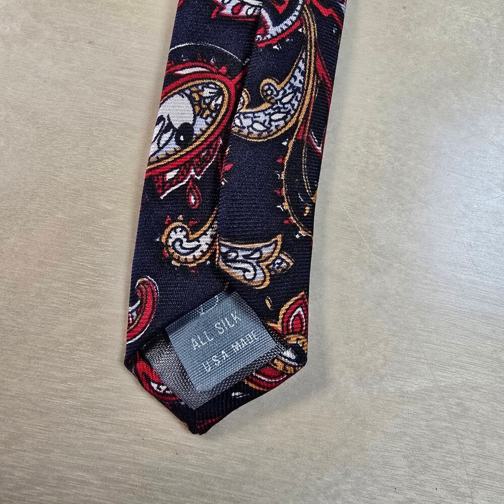 Disney Tie Mickey Mouse Balancine Paisley Blue Vintage Designer Silk Necktie - Picture 9 of 12